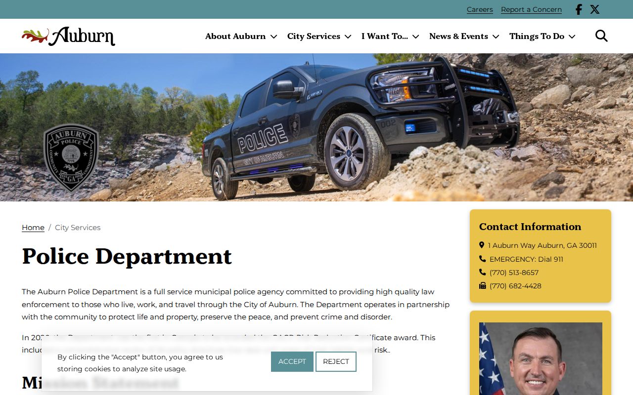 Auburn Police Department arrest records and official city information page
